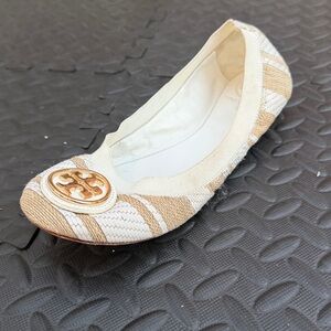Tory Burch Cream and Tan Flats